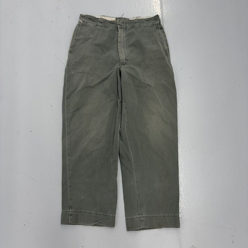 Vintage 50s Green Sanforized Workwear Chinos 29x26